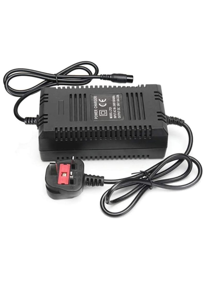 TIGER New 24V 2A Power Charger for Electric Scooter || Universal Power Supply Adapter with Three Port Inline Female Connector – Fast Charging Replacement Charger for E-Scooters, Hoverboards, Mobility Scooters & More – Compact & Safe Design  - Image 1