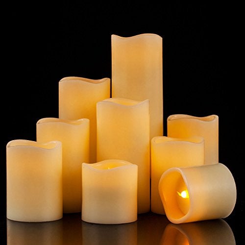 RY King Large Flameless Candle Set of 9 (D 3" x H 3", 3", 4", 4", 5", 5", 6", 7", 8") Battery Operated LED Pillar Real Wax Candles with Remote Control Timer - Image 3