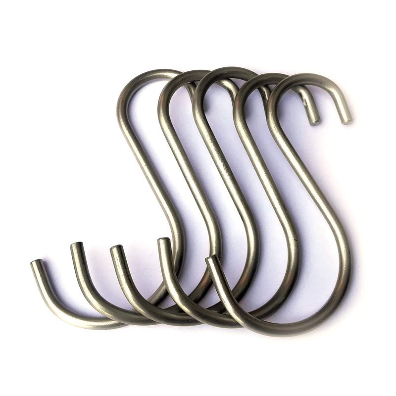 BnoSpace S Hooks Stainless Steel Pan Pot Holder Rack Hooks Hanging Hangers S Shaped Hooks for Kitchenware Pots Utensils Clothes Bags Towels Plants Planter Pack of 5 Silver - Image 1