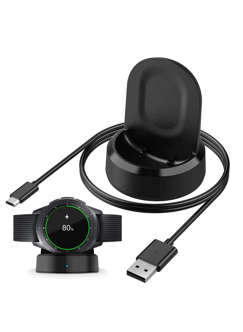 شاحن لساعة سامسونج جالكسي 42 مم 46 مم قاعدة شحن لاسلكية سريعة لساعة Smart gear S3 مع كابل USB أسود - Image 1