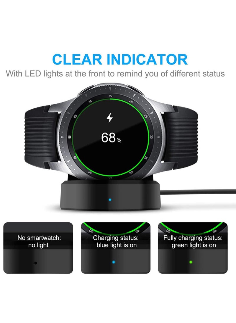 شاحن لساعة سامسونج جالكسي 42 مم 46 مم قاعدة شحن لاسلكية سريعة لساعة Smart gear S3 مع كابل USB أسود - Image 2
