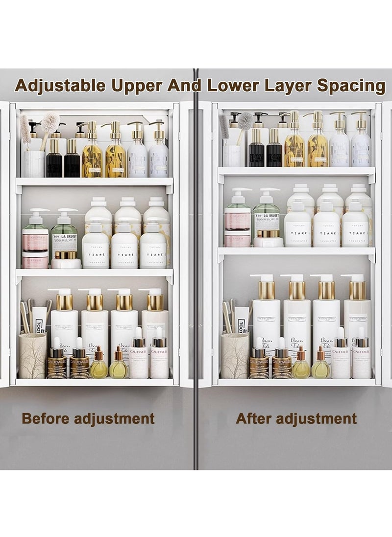 JOMILA 3 Tier Bathroom storage Cabinet,Bathroom shelf Wall Mounted storage Cabinet with Clear Doors for Bedroom Bathroom Living Room Kitchen storage Organizer (White, 50x14x70cm)  - Image 5