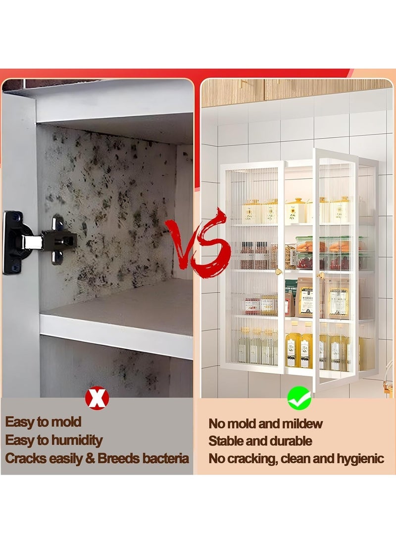 JOMILA 3 Tier Bathroom storage Cabinet,Bathroom shelf Wall Mounted storage Cabinet with Clear Doors for Bedroom Bathroom Living Room Kitchen storage Organizer (White, 50x14x70cm)  - Image 3