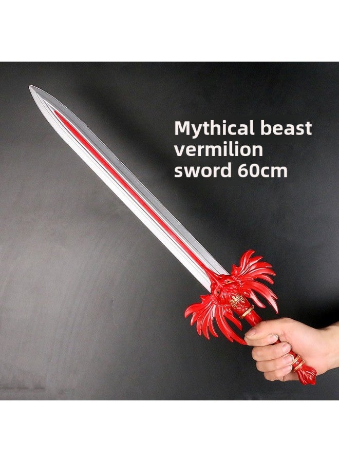 Toy Sword Simulation Vermilion Sword Shield Children's Toy Sword Soft Rubber Material PU Sword Set Sword Toy-Color:Vermilion Bird Sword Shield  - Image 3