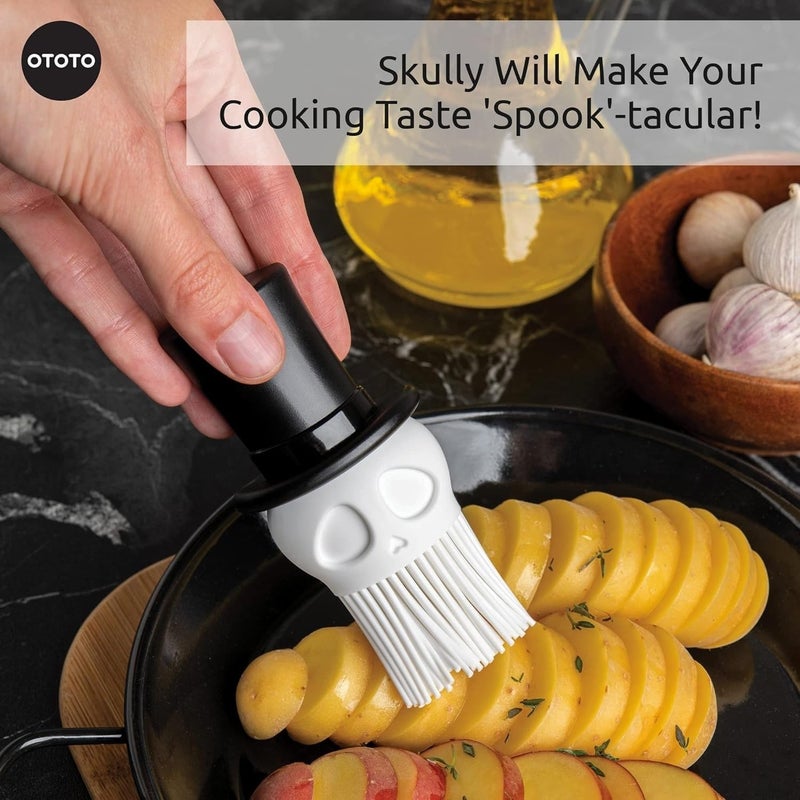OTOTO Skully Basting Brush - Food Basting Brush for Cooking, Halloween Gifts, Gothic Kitchen Brush, Spooky Gifts, Skull Kitchen Accessories - Image 4