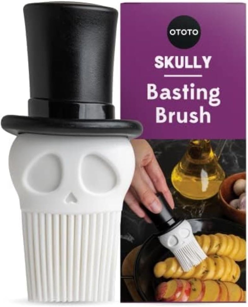 OTOTO Skully Basting Brush - Food Basting Brush for Cooking, Halloween Gifts, Gothic Kitchen Brush, Spooky Gifts, Skull Kitchen Accessories - Image 1