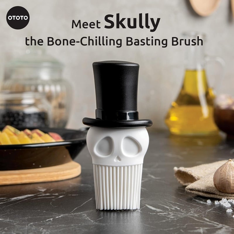 OTOTO Skully Basting Brush - Food Basting Brush for Cooking, Halloween Gifts, Gothic Kitchen Brush, Spooky Gifts, Skull Kitchen Accessories - Image 3