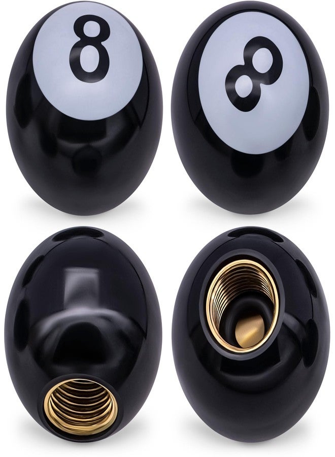 MEAJOO 4PCS 8 Ball Style Tire Valve Stem Caps, Universal Copper Core Dustproof Tire Valve Stem Covers for Cars, SUV, Trucks, Bikes, Motorcycles, Bicycles(Black) - Image 1