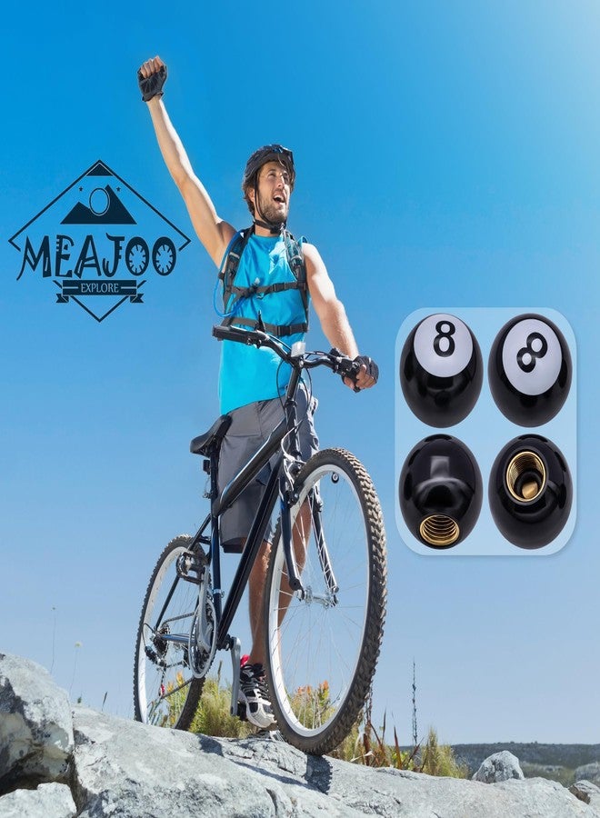 MEAJOO 4PCS 8 Ball Style Tire Valve Stem Caps, Universal Copper Core Dustproof Tire Valve Stem Covers for Cars, SUV, Trucks, Bikes, Motorcycles, Bicycles(Black) - Image 4