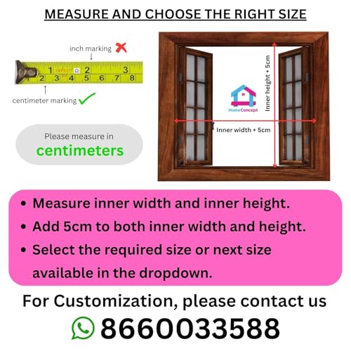 Home Concept HomeConcept Pre Stitched Fiberglass Mosquito Mesh Insect Net for Window with Self-Adhesive Hook Tape (60cm x 60cm / 24x24 Inches, Black) Suitable for Small Bathroom Windows or Ventilators - Image 2