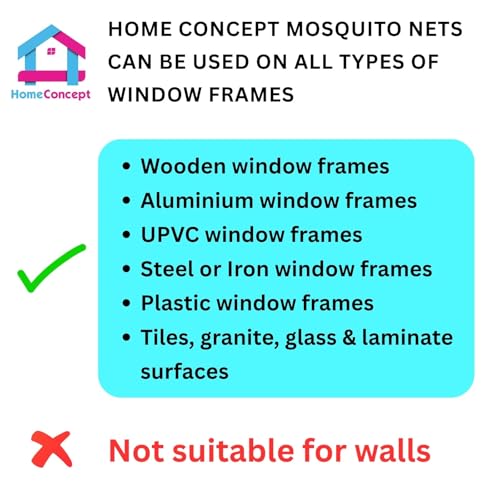 Home Concept HomeConcept Pre Stitched Fiberglass Mosquito Mesh Insect Net for Window with Self-Adhesive Hook Tape (60cm x 60cm / 24x24 Inches, Black) Suitable for Small Bathroom Windows or Ventilators - Image 3