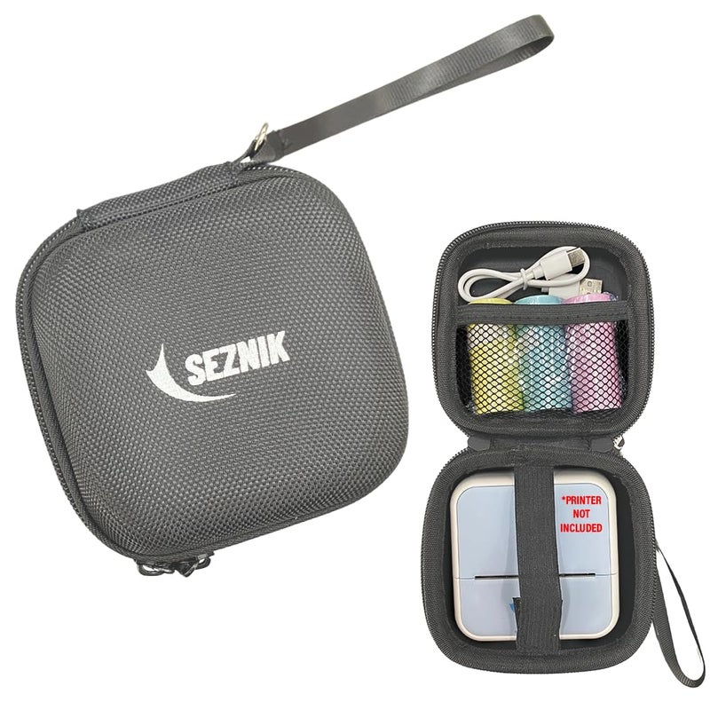 SEZNIK Portable Carrying Case for Mini Printer, Camera, Receipt Printer, Multi Purpose Travel Organizer for Earphones, USB Drives, Memory Cards, and Cables Bag (Grey) - Image 5