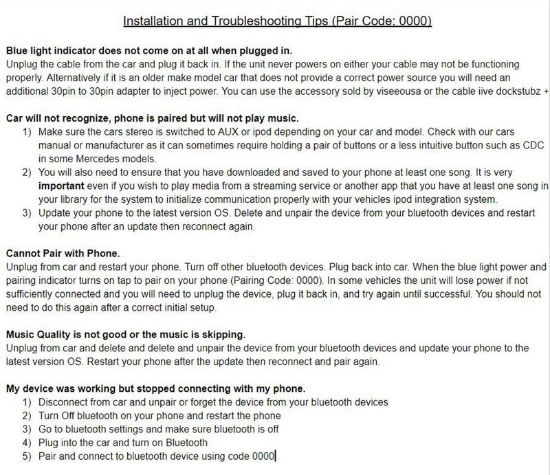 Bovee 1000 - Wireless Music Interface Adaptor Compatible with Audi, Mercedes, and Volkswagen car kit with 30 pin iPod Connector - Compatible with iPhone and Android - Image 4