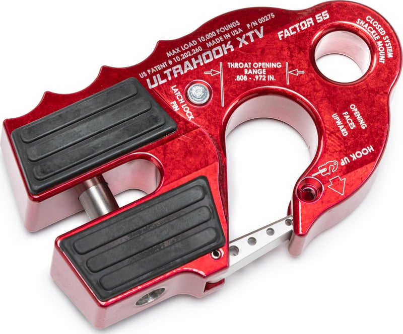 Factor 55 Ultrahook XTV Closed System Shackle Mount Max Rated Load 10000 Pounds and Breaking Strength 21000 Pounds Red