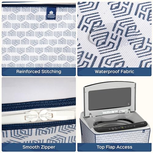 Homestrap Top Load Washing Machine Cover | Waterproof & Dustproof Fabric Protector | Fits 6–7.5 kg Fully Automatic Machines | Compatible with LG, Samsung, Whirlpool, IFB & More | WHITE - Image 3