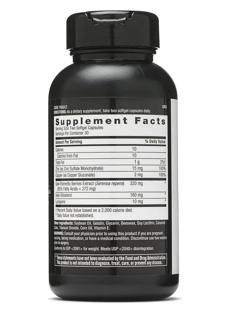 GNC Men's Prostate Formula Supports Normal Reproductive Function 60 Softgels 30 Servings - Image 2