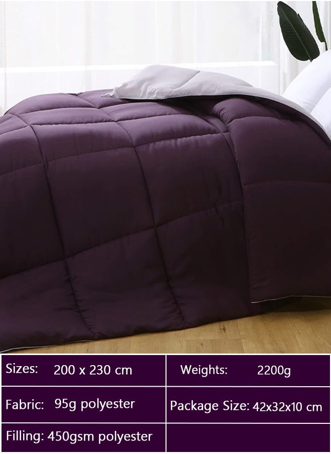 Duvet,Reversible Down Alternative Comforter, Ultra Soft Brushed Microfiber Lightweight,All Season Quilt King Size(200x230cm)