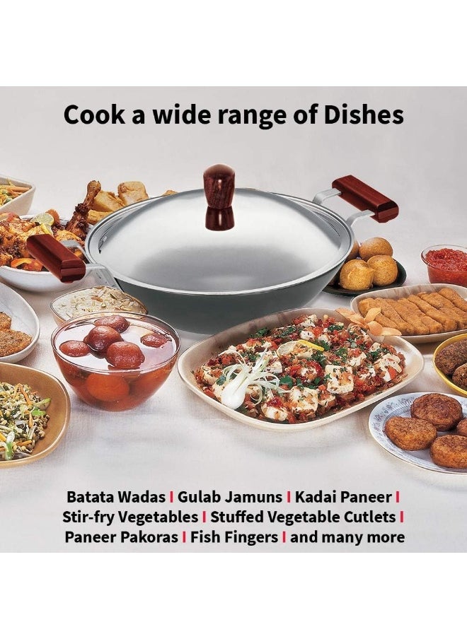 Hawkins Hawkins Futura Hard Anodised Deep-Fry Pan (Kadhai) Flat Bottom With Steel Lid And Induction Compatible Base, 3.75 Litres, Black  - Image 5