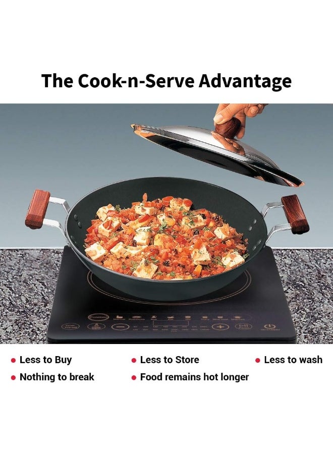 Hawkins Hawkins Futura Hard Anodised Deep-Fry Pan (Kadhai) Flat Bottom With Steel Lid And Induction Compatible Base, 3.75 Litres, Black  - Image 4