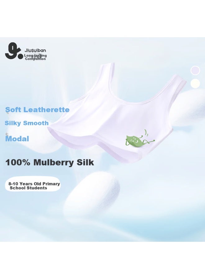 Long time companion Jiusuiban Children's Underwear Girls 8-10 Years Old Class A Developmental Youth Bra Middle School Student 100% Mulberry Silk High Elastic U-back Vest - Image 5