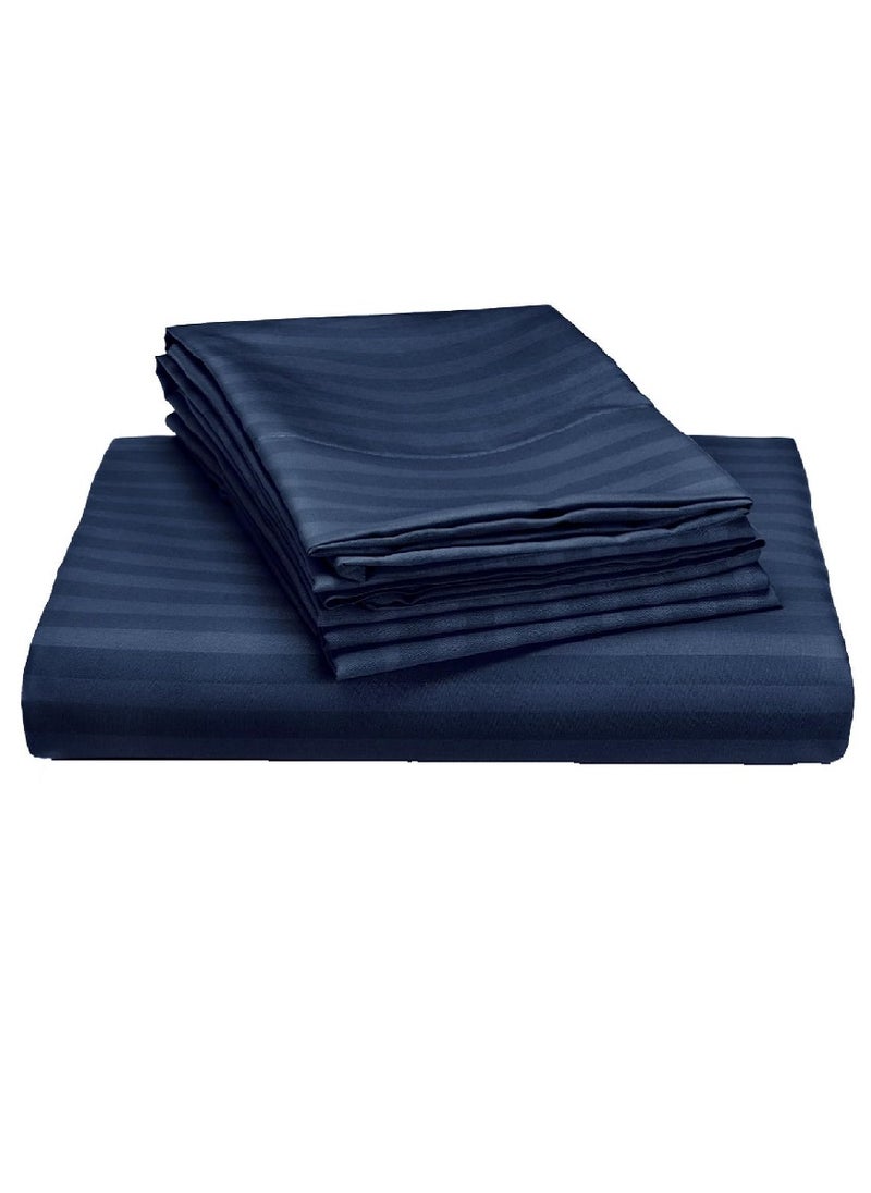 Blueberry Striped Sheet Set Sheets Deep Pockets Machine Washable Hotel Bedding Silky Soft 150x200+20cm - Image 1