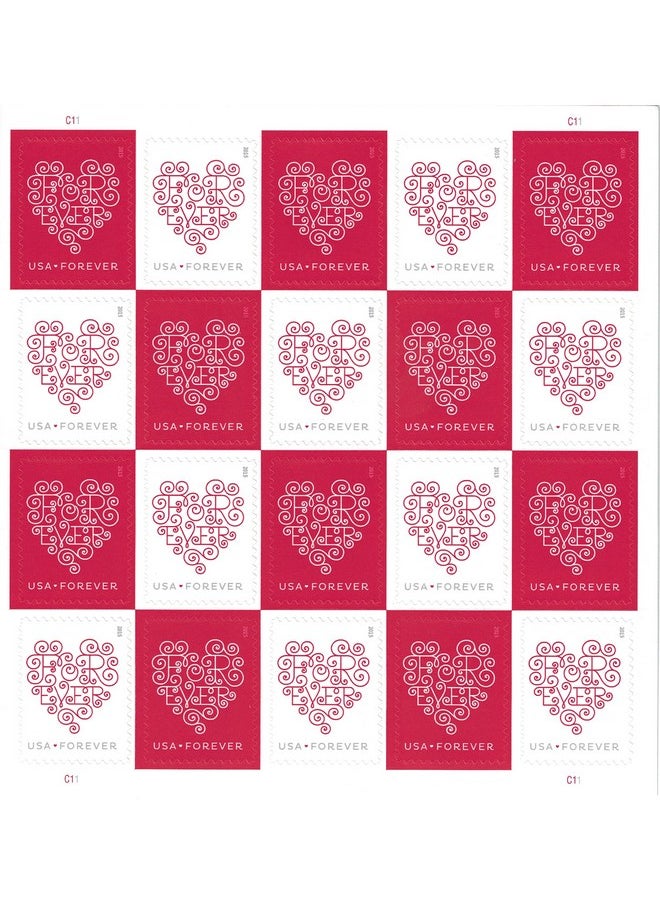 USPS Forever Hearts Sheet Of Twenty Forever Stamps Great For Weddings Scott 4955 By Usps  - Image 3