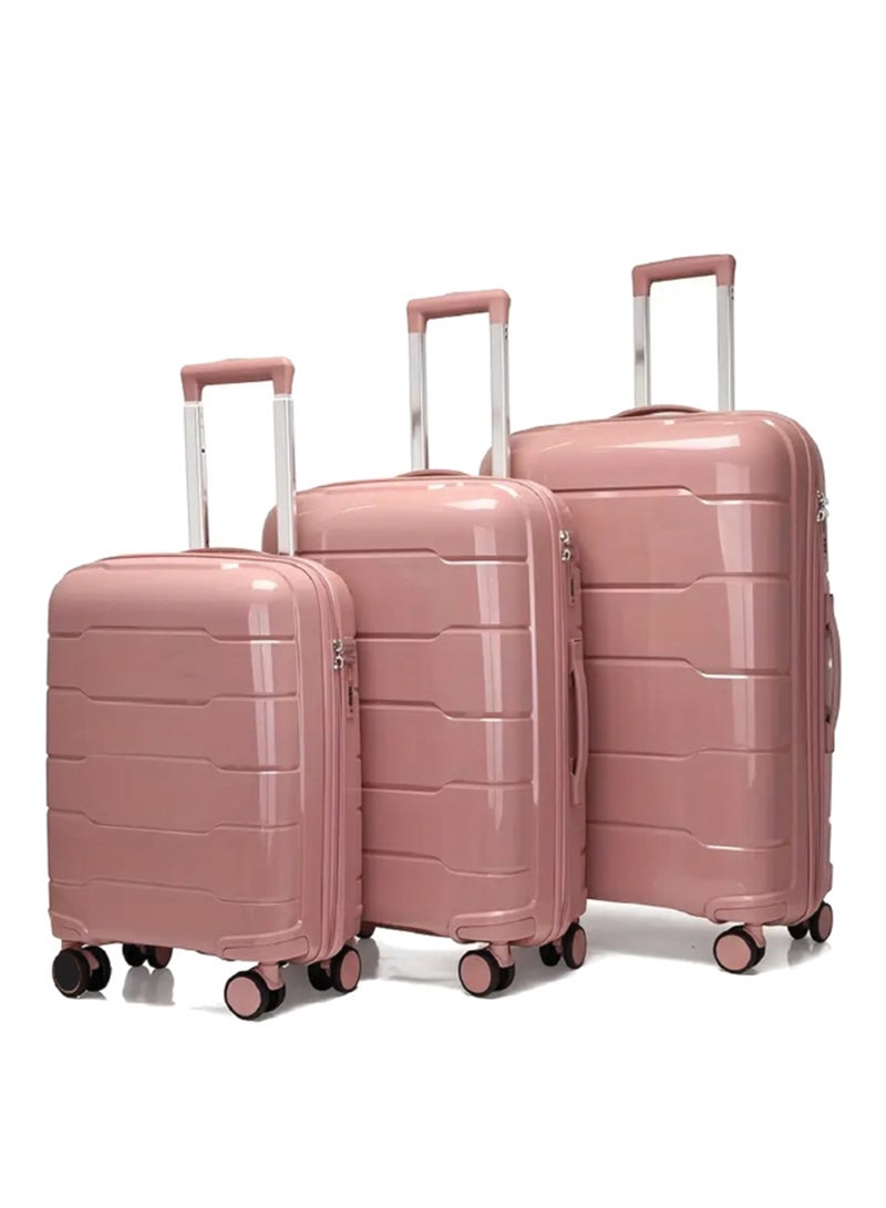 Reflection PP Luggage Set of 3, Scratchproof, Lightweight & 360° Silent Wheels Suitcase, PP Hard Luggage Trolley, Travel Luggage with Spinner Wheels  (3pc Set, Rose Gold) - Image 1