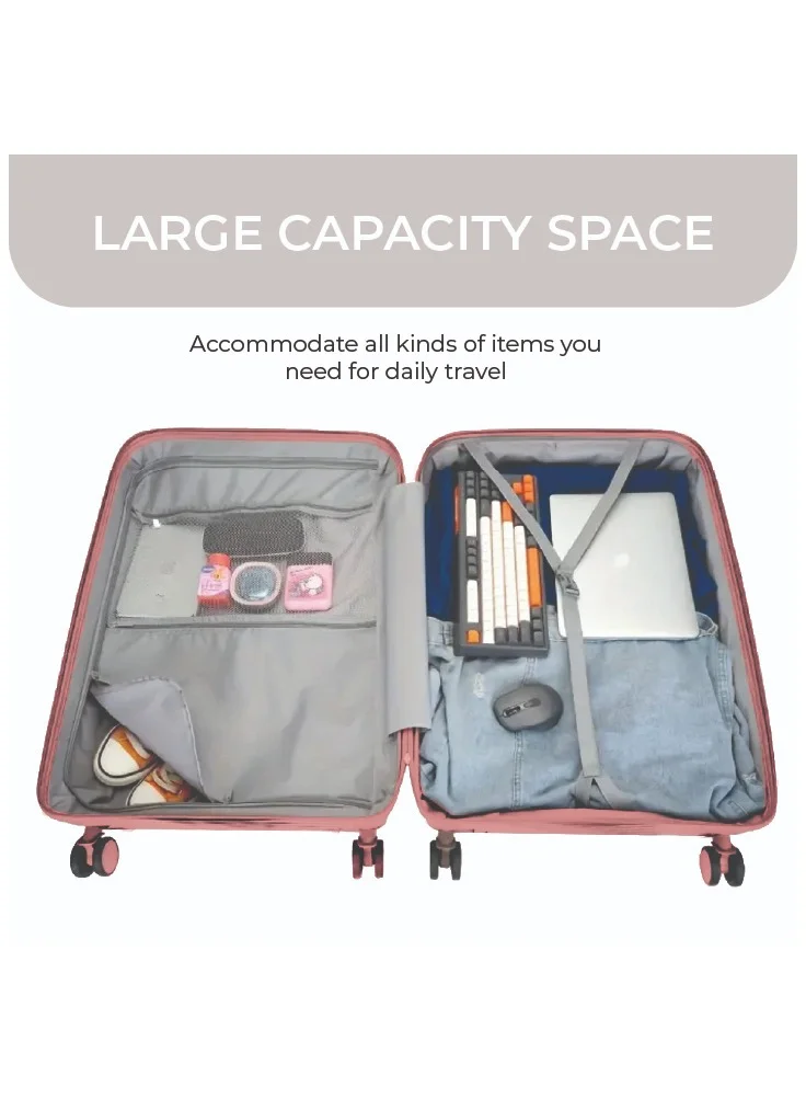 ريفلكشين Reflection PP Luggage Set of 3, Scratchproof, Lightweight &amp; 360° Silent Wheels Suitcase, PP Hard Luggage Trolley, Travel Luggage with Spinner Wheels  (3pc Set, Rose Gold)