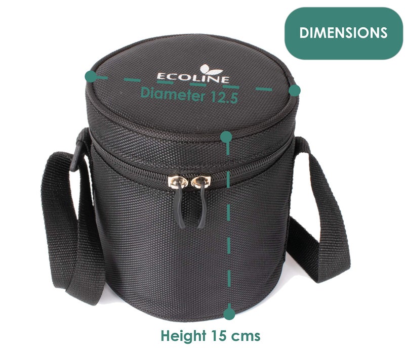 Ecoline V3 Stainless Steel Lunch Box Capacity 1100 ml(2 containers 400ml, 1 Container 300ml) Black - Image 2