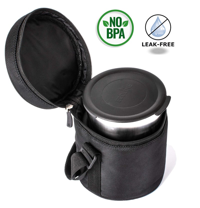 Ecoline V3 Stainless Steel Lunch Box Capacity 1100 ml(2 containers 400ml, 1 Container 300ml) Black - Image 4