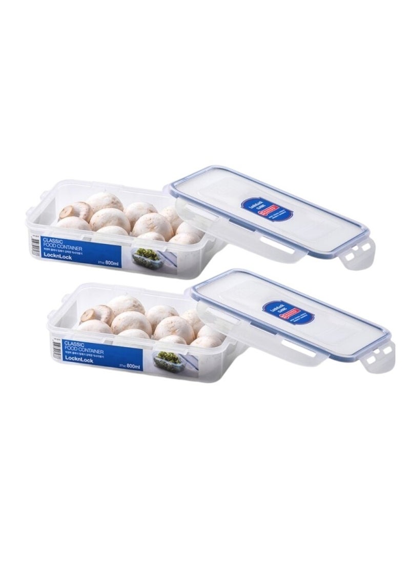 LOCK & LOCK - LocknLock Classic Airtight Rectangular Containers 800ml Set of 2 - BPA-Free, Microwave & Freezer Safe - Image 1