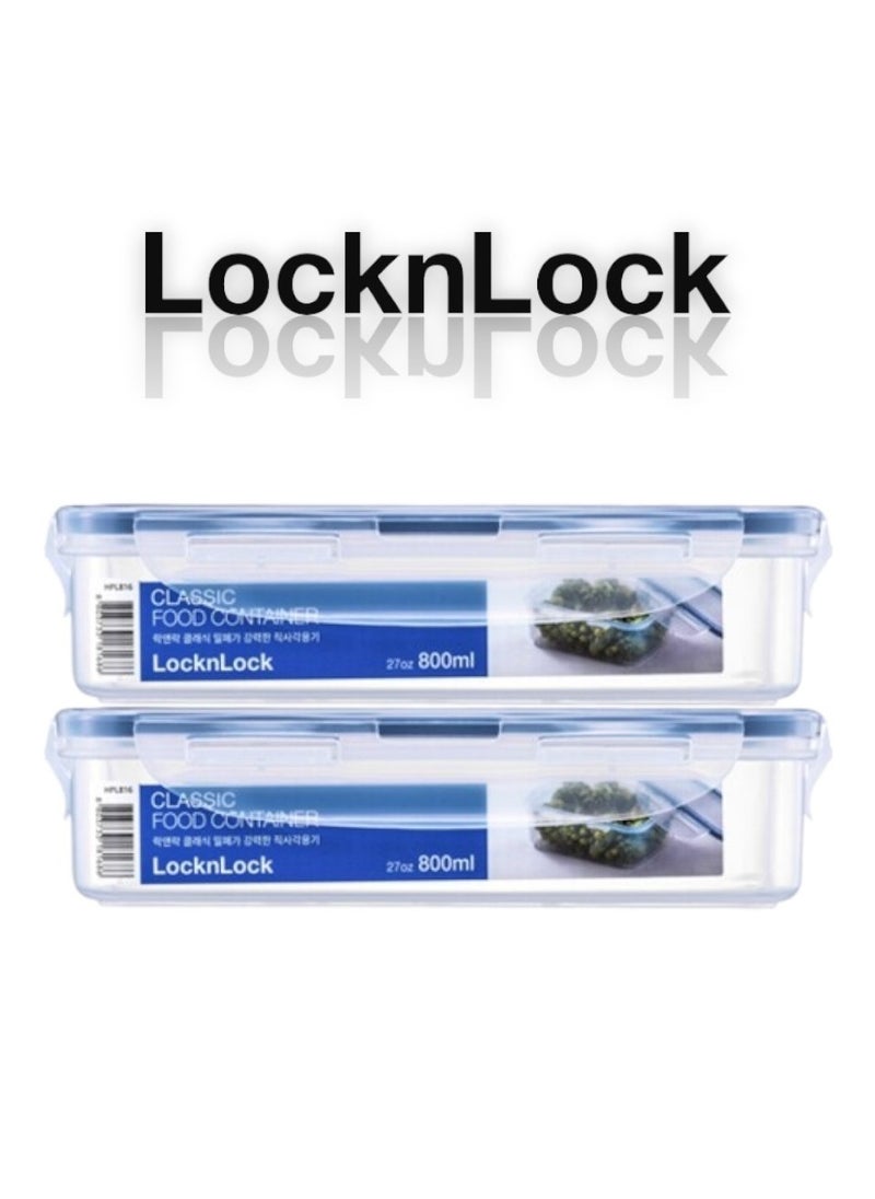 LOCK & LOCK LocknLock Classic Airtight Rectangular Containers 800ml Set of 2 - BPA-Free, Microwave & Freezer Safe  - Image 2