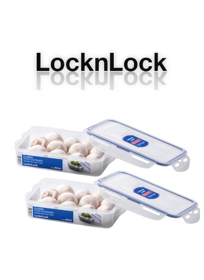 LOCK & LOCK LocknLock Classic Airtight Rectangular Containers 800ml Set of 2 - BPA-Free, Microwave & Freezer Safe  - Image 3