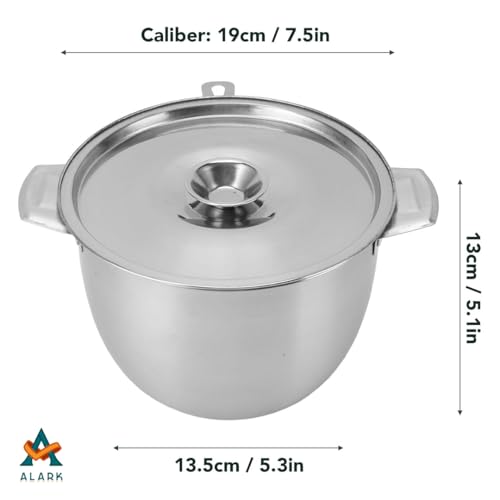 Alark Cooking Oil Storage Tank Container with Strainer Mixing Bowl with Lids 1.2 Liter Food Preparation Container with Fine Mesh Strainer Stainless Steel Cooking Oil Strainer Bowl [24x20x12 CM] - Image 4