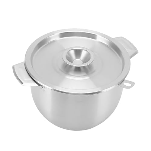 Alark Cooking Oil Storage Tank Container with Strainer Mixing Bowl with Lids 1.2 Liter Food Preparation Container with Fine Mesh Strainer Stainless Steel Cooking Oil Strainer Bowl [24x20x12 CM] - Image 1