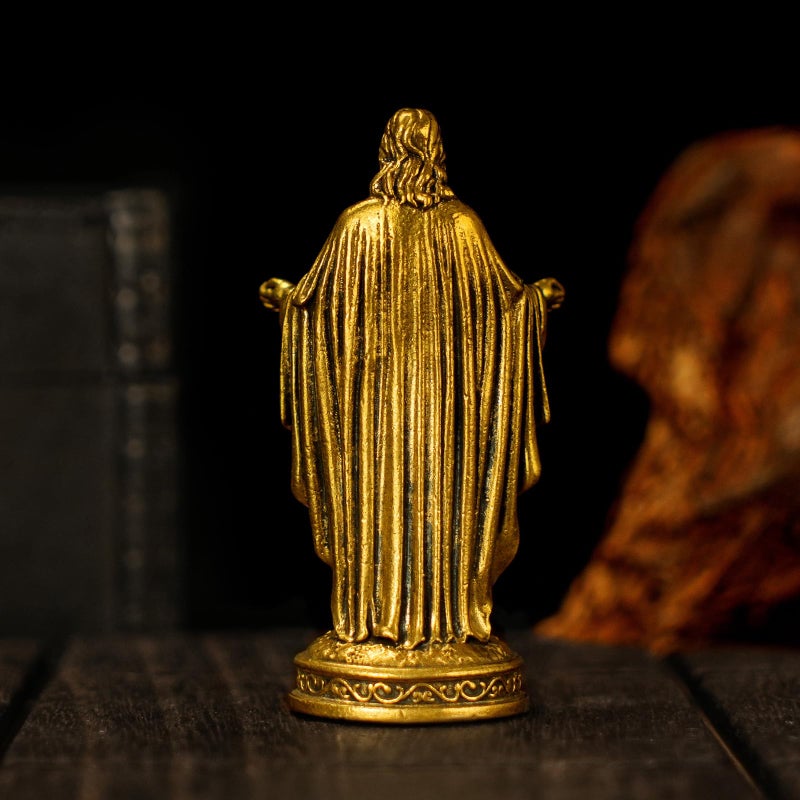 chovy 100% Solid Brass Jesus Christ Figurine - Religious Statue with Outstretched Arms, Vintage Collectible Christian Decor for Home, Office Desk, Gift for Baptism, Easter, Christmas - Image 5