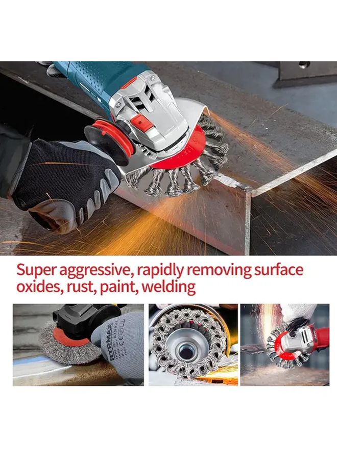 4pcs 4 1 2 Inch Wire Brush Set For Angle Grinder Metal Polishing Rust Removal - Image 4