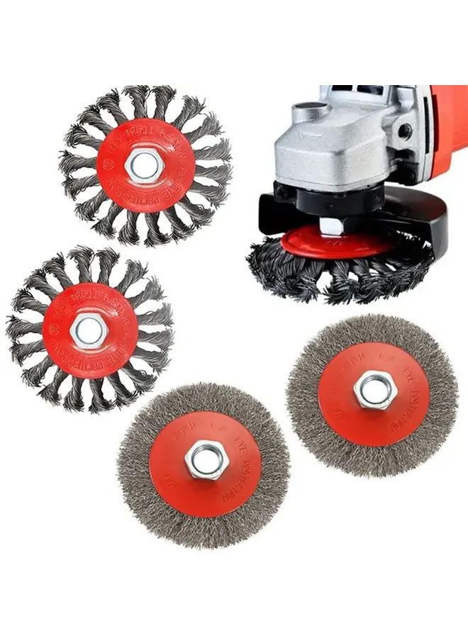 4pcs 4 1 2 Inch Wire Brush Set For Angle Grinder Metal Polishing Rust Removal - Image 1