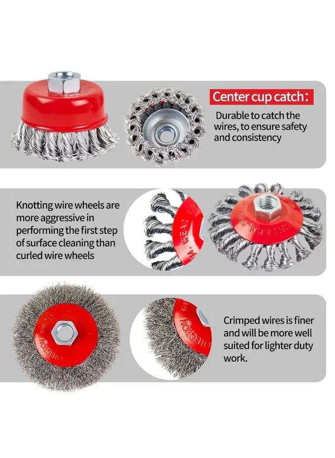4pcs 4 1 2 Inch Wire Brush Set For Angle Grinder Metal Polishing Rust Removal - Image 3