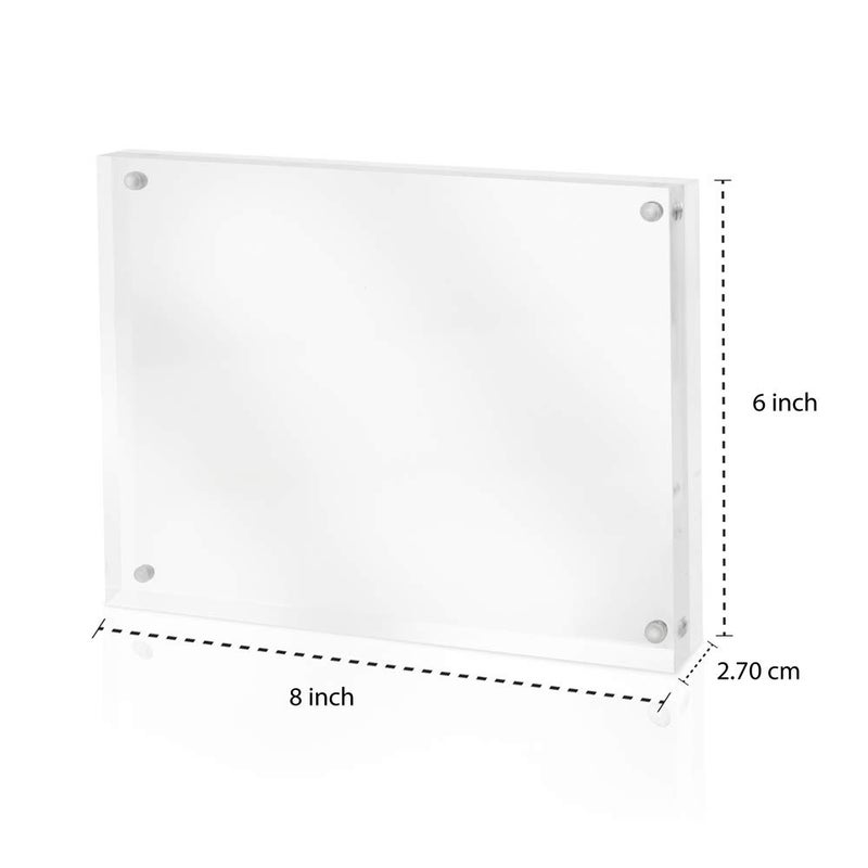 Isaac Jacobs 6â€ x 8â€ Super Thick [28MM Thickness] Clear Acrylic Magnetic Block Picture Frame, Double-Sided, Frameless, Freestanding, Floating Photos, for Desktop & Tabletop Display (6x8) - Image 3