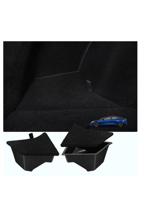 2024 Tesla Model 3 Highland Rear Trunk Organizer Side Storage Box, Waterproof Odorless Side Storage Boxes with Lid Reinforced Handle for Model 3 Interior Accessories