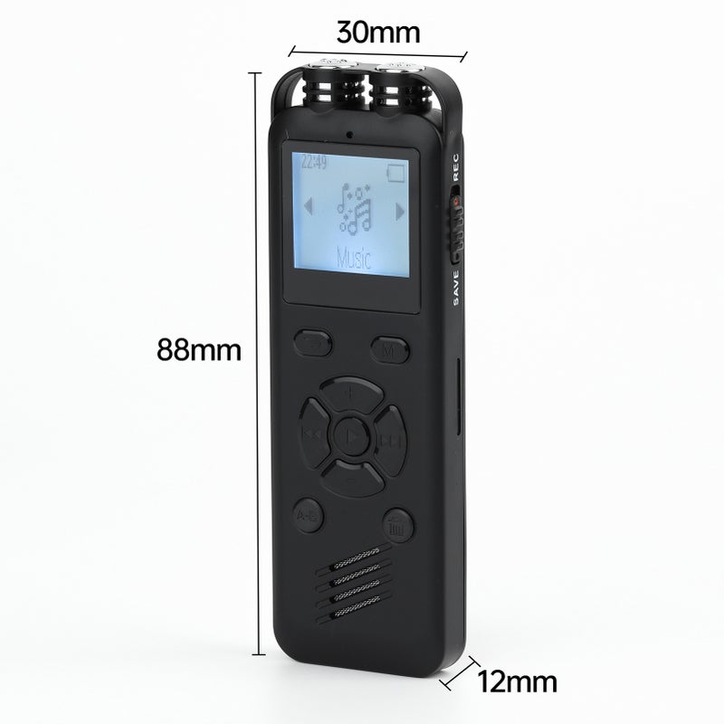 مسجل صوت رقمي بسعة 16 جيجابايت مسجل صوت مُفعّل بالصوت مع تشغيل عكسي ومشغل موسيقى MP3، جهاز تسجيل لمدة 72 ساعة يدعم كلمة المرور للمحاضرات والاجتماعات والفصول الدراسية والمقابلات، ومخرج مايكرو USB - Image 5