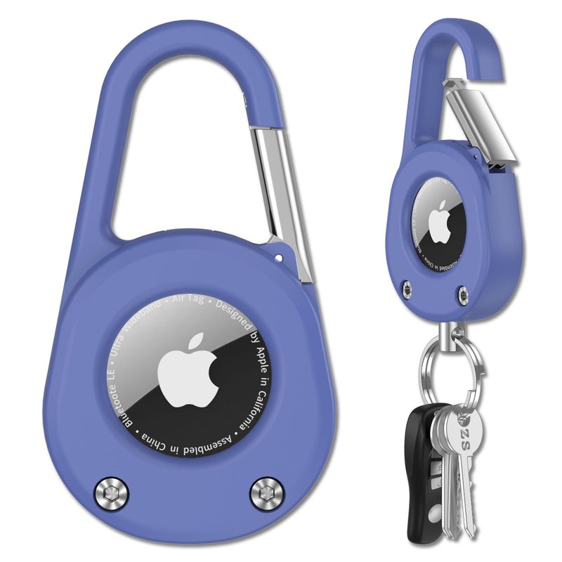 SCALLOP for AirTag Keychain with Carabiner,Thick Hard PC Air Tag Holder,IPX8 Waterproof,Secure Lock,Universal Wheel Key Chain (Blue 1 Pack) - Image 1