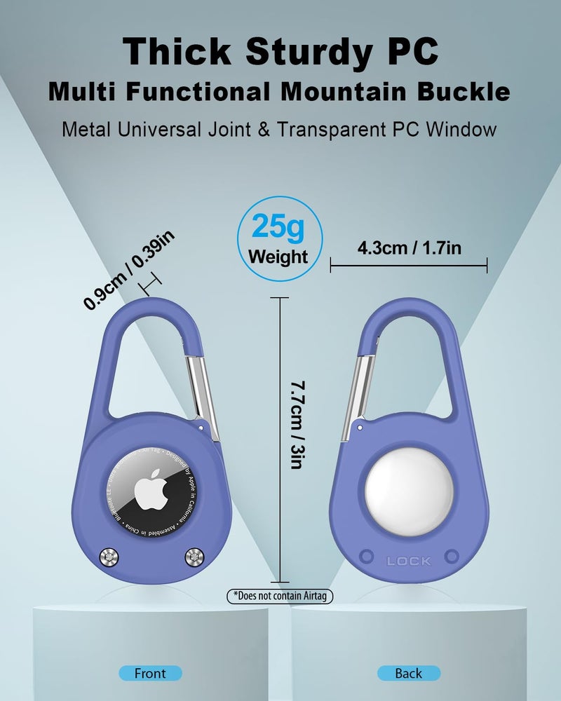 SCALLOP for AirTag Keychain with Carabiner,Thick Hard PC Air Tag Holder,IPX8 Waterproof,Secure Lock,Universal Wheel Key Chain (Blue 1 Pack) - Image 4