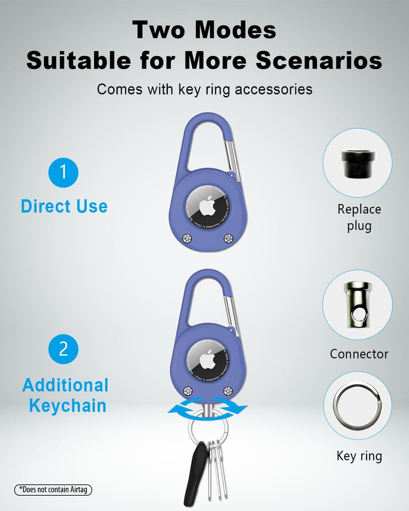 SCALLOP for AirTag Keychain with Carabiner,Thick Hard PC Air Tag Holder,IPX8 Waterproof,Secure Lock,Universal Wheel Key Chain (Blue 1 Pack) - Image 2