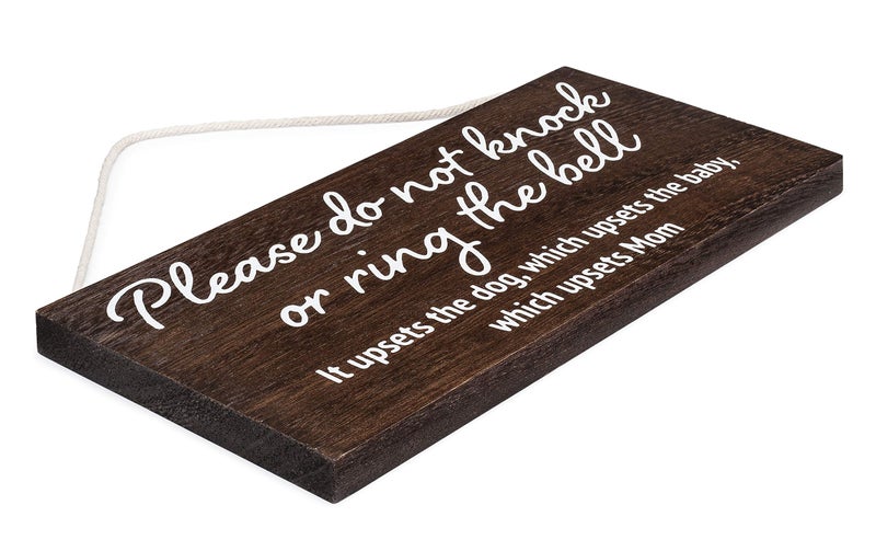 Pulse Brands Baby sleeping sign for front door - Please do not knock or ring the bell  it upsets the dog  which upsets the baby  which upsets mom - No soliciting sign for house - Do not ring doorbell sign - Image 3