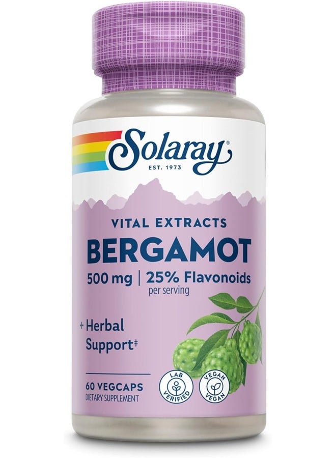 Solaray Bergamot Advanced Formula, Cardiovascular Support Fruit Extract, Veg Cap (Btl-Plastic) 500mg, 60ct - Image 1