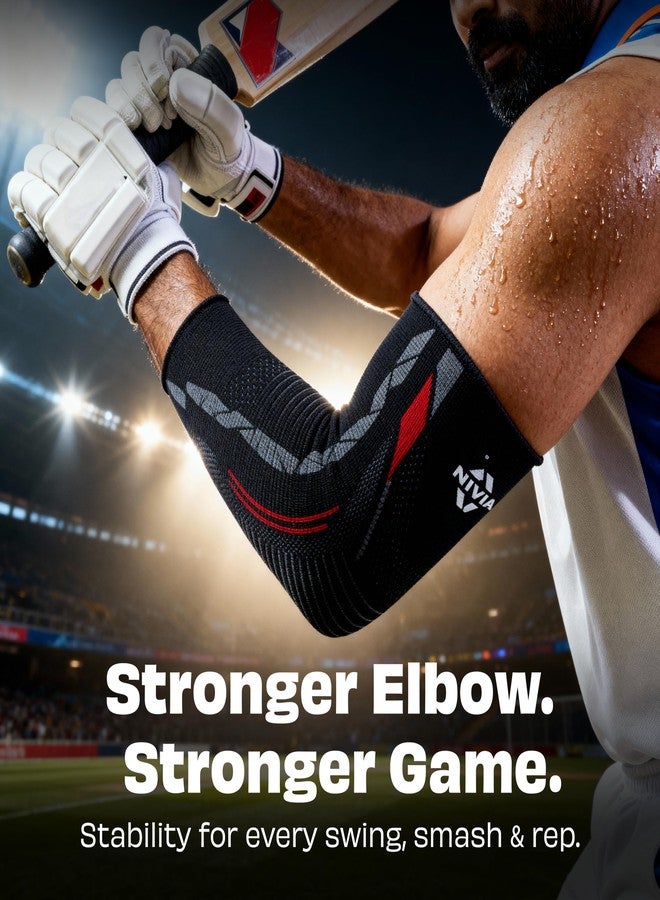 Nivia Knitted Elbow Support For Men & Women, Compression Elbow Sleeve, Elbow Brace for men, Ideal For Gym, Weightlifting, Fitness, Training & Injury Prevention (Pair) (Red/Black, S) - Image 5