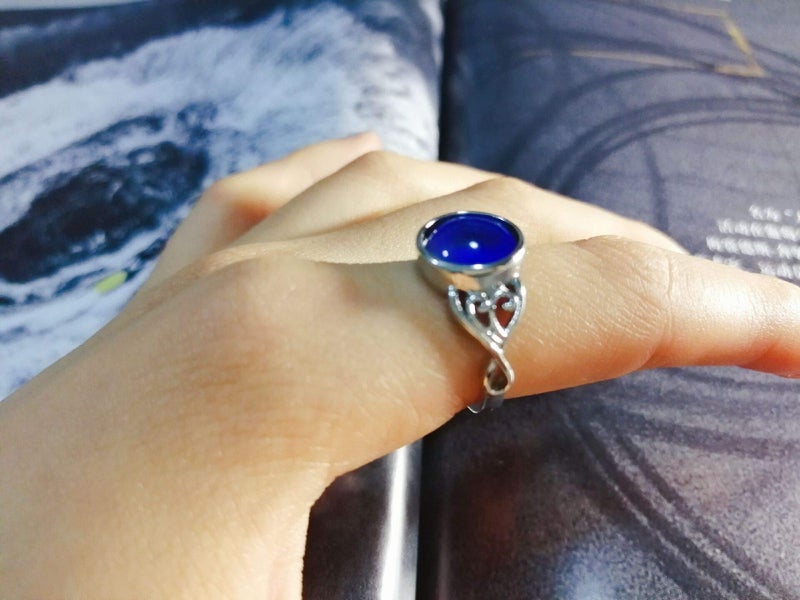 Jude Jewelers Round Shape Simulated Moon Stone Color Changing Mood Ring (Silver, 4) - Image 4