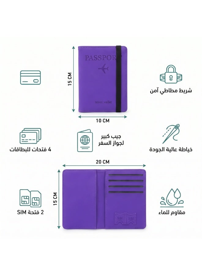 Premium Travel Wallet & Passport Holder with Elastic Band | Water-Resistant Organizer with 4 Card Slots & 2 SIM Pockets - Image 2
